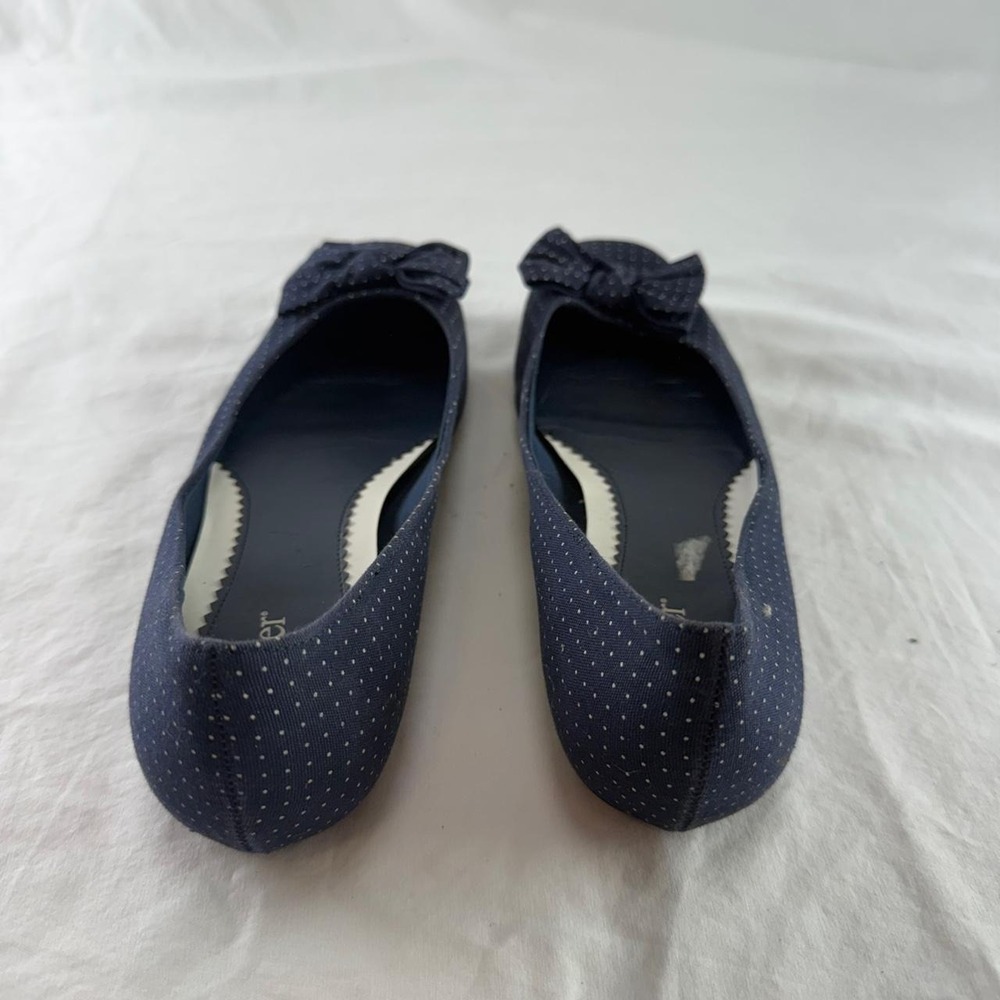 Dexter Navy Blue Polka Dot Ballet Flats Bow Womens 7.5 Y2k Retro Ballet Twee - Picture 5 of 8